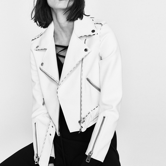 Zara Jackets & Coats Zara White Motorcycle Leather Jacket Poshmark